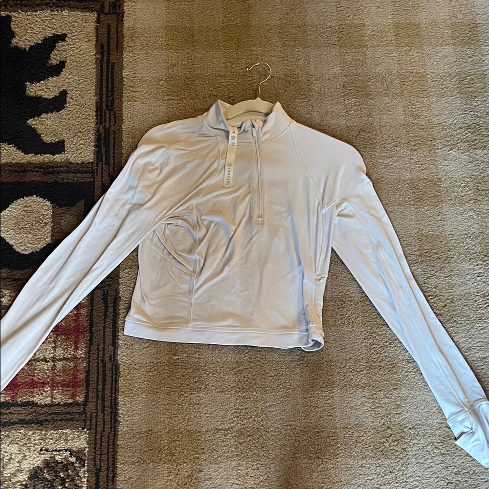 Lululemon Athletica White Quarter-Zip Top